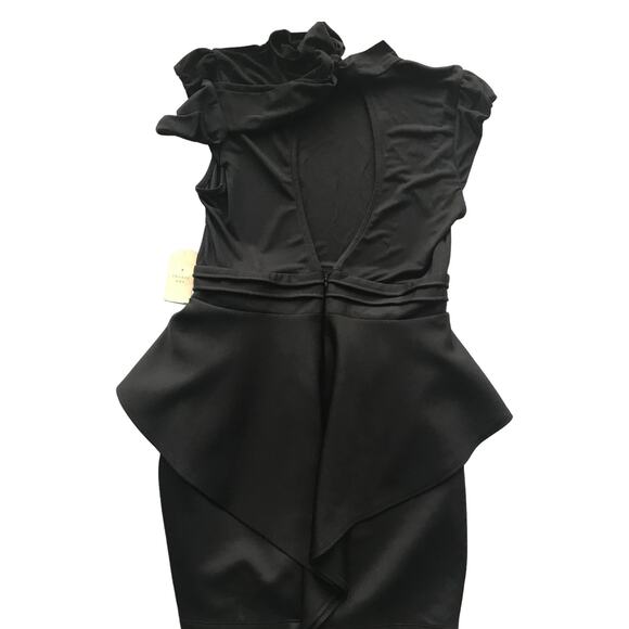 Forever 21 Dress Short Black Bodycon Sheer Peplum Open Back Womens Large NWT - Picture 3 of 7